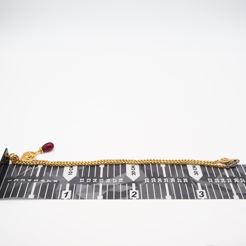 CHANEL Coco Mark Long Necklace, Resin, Gold, Red, GP, Women's - Picture 3 of 10